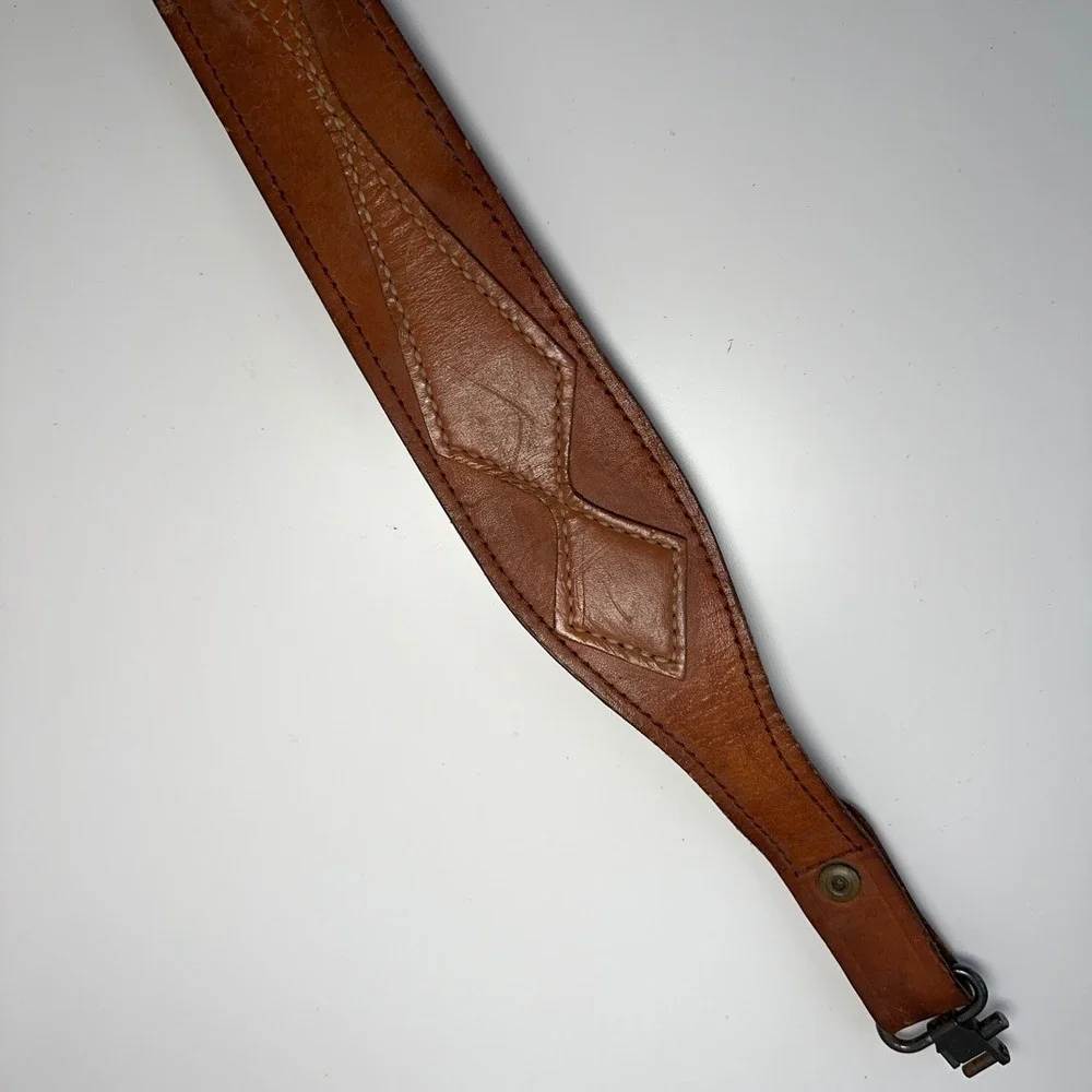 VTG Smith &‎ Wesson Rifle Sling Leather Brown Metal Swivle Brass Chicago Screws